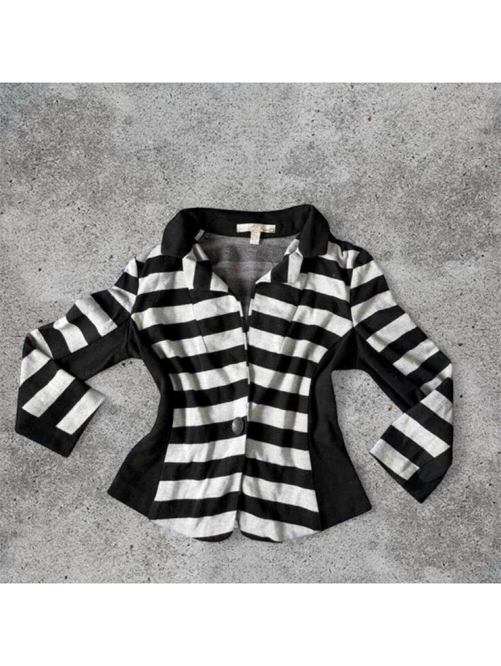 dynamite striped grey and black jacket with 3/4 sleeves
